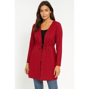 Revue NWT red reversible  wool tie front cardigan sweater M